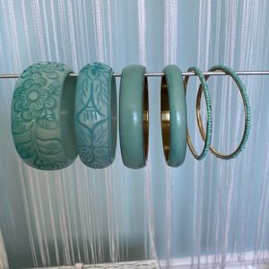 Set of 6 Vintage Blue Bangle Bracelets